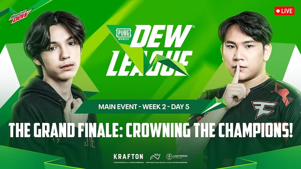 PUBG MOBILE Dew League Season 2 grand finale key visual with two players
