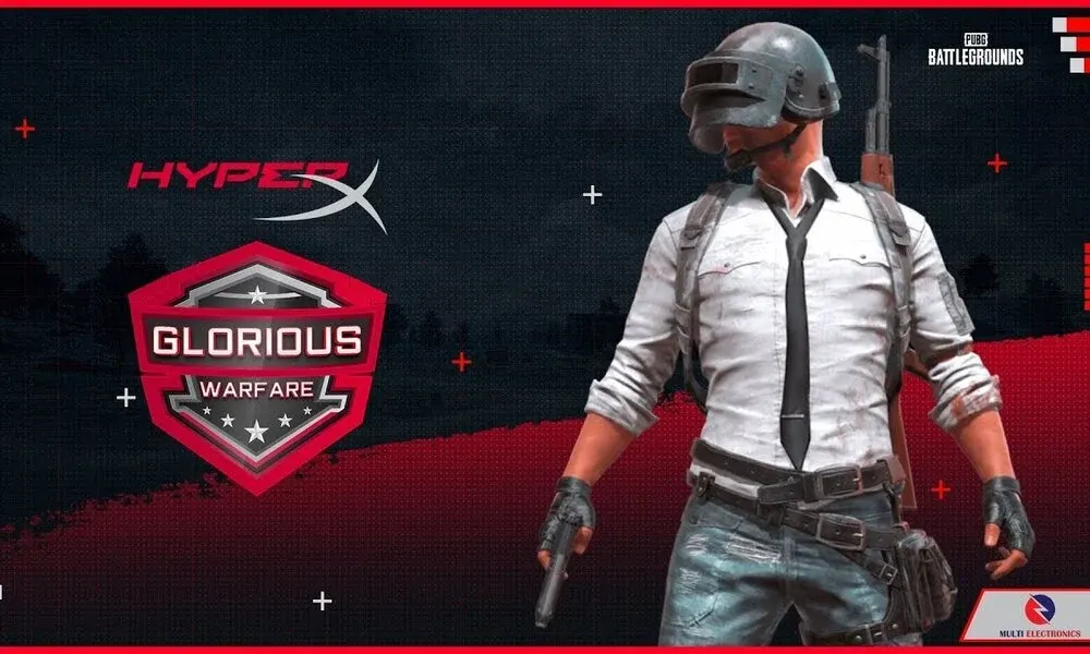 HyperX Glorious Warfare PUBG: Battlegrounds banner with an in-game character