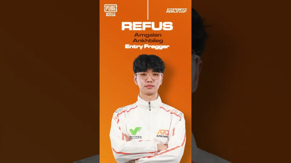 PUBG MOBILE World Cup 2025 player card for Alpha Gaming’s Refus