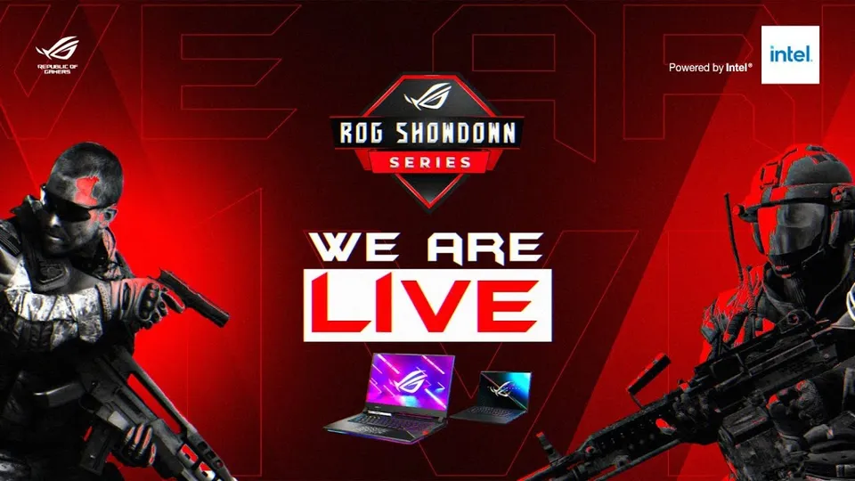ROG Showdown Series Counter-Strike broadcast card reading “We are live”