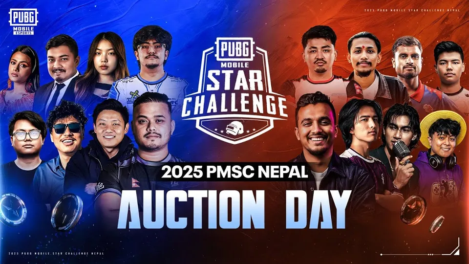 PUBG MOBILE Star Challenge Nepal 2025 auction day key visual with the creators taking part